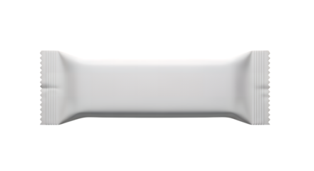 Blank white snack bar wrapper mockup isolated on transparent background