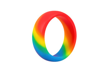Rainbow colored 3d letter o or zero rendering