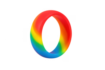 Rainbow colored 3d letter o or zero rendering