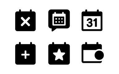 Minimal calendar icons set for planning and scheduling