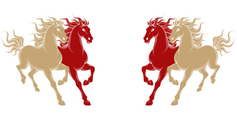 chinese horse vector lunar new year background illustration