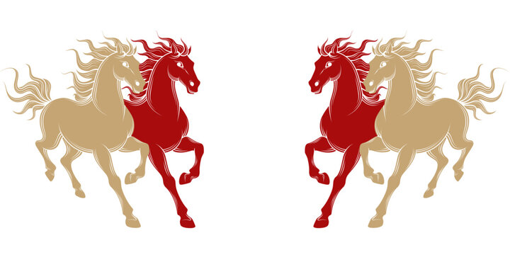 chinese horse vector lunar new year background illustration