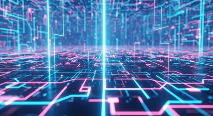 Fototapeta premium Circuit board network digital data flow 4k ultra full hd background 2025 2026 download