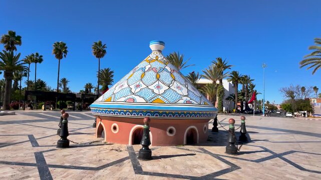 Moroccan  Traditional Biggest Tagine  under Clear Blue Sky , Safi , Morocco