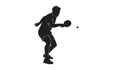 Silhouette of a table tennis player serving vector illustration of an athlete in action isolated on white background