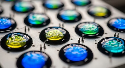 Abstract Fluidic Microchip Technology Liquid Droplets Display