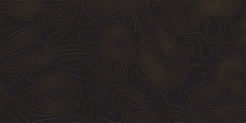 Abstract black on golden background Topographic line map pattern. Contour elevation topographic and textured Background Modern design with black background with topographic wavy patted.	