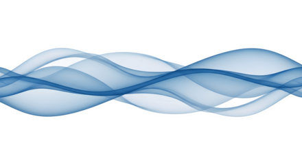 Abstract Blue Wave Design Flowing Smoothly Across White Background.