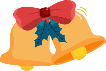 christmas bells with red ribbon, merry christmas decoration element background