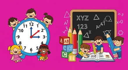 Children Learning And Playing Time