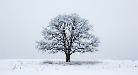 Frosted Tree in Snowy Field