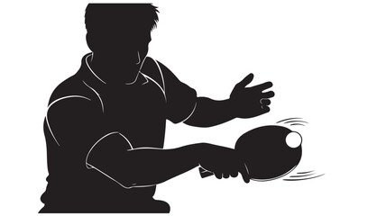 Silhouette of a man playing table tennis vector illustration of a ping pong player in action isolated on white background