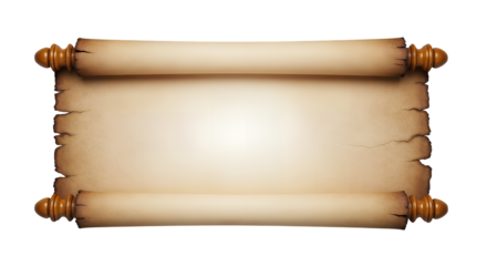 Ancient scroll isolated on transparent background, perfect for historical documents or fantasy themes