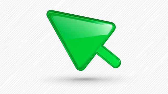 A glossy 3D cursor icon representing digital navigation and user interaction, ideal for technology interfaces, web design, software tutorials and modern UI concepts