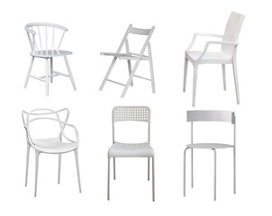 white chairs isolated on a white background. set