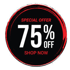  Red and Black Vector Illustration of Sale Tag, Special Offer Price tags, Sales Label Isolated on Transparent Background