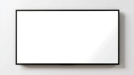 Minimal blank TV screen mockup on a clean wall with soft shadows, idea for digital presentations and product display