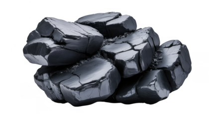 Pile of Cracked Gray Rocks isolated on a transparent background
