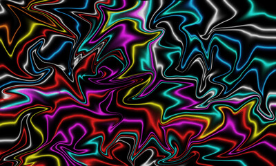 Fototapeta premium Abstract psychedelic swirls with neon colors digital art background
