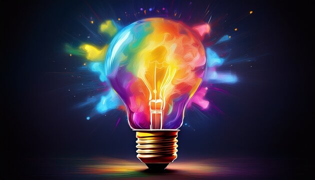 glowing lightbulb inspiration and brilliant new ideas dark background stock photo
