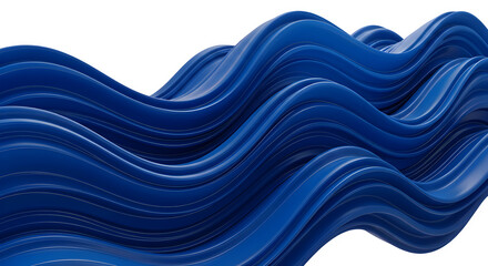 Fototapeta premium 3D Glossy Blue Wavy Background - Fluid Abstract Flow, Modern Liquid Design, Smooth Curved Texture