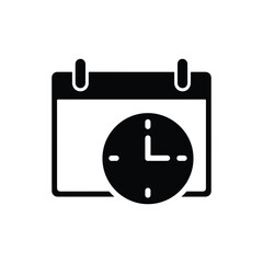 Time Scheduling and Appointment Calendar Clock Icon - Vector Art on White Background