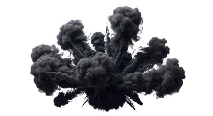 Black Smoke Explosion Cloud - 3D Volumetric Dark Smog, Industrial Pollution, Fire Effect Isolated