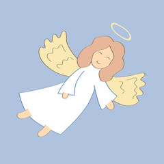 Cartoon angel. Vector illustration of flying baby angel for Christmas holyday decoration