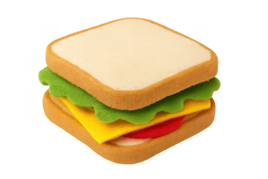 Felt sandwich toy with bread, cheese, lettuce, tomato