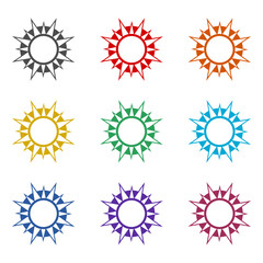 Sun abstract icon isolated on white background. Set icons colorful