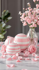 Mother’s Day Pink and White Striped Artwork