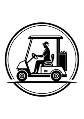 Golfer Driving Golf Cart Emblem