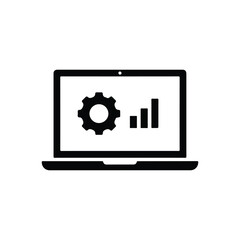Data Analysis and Technical Settings Laptop Icon - Vector Art on White Background