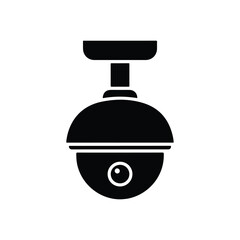 Ceiling Mounted Dome Security Camera Icon - Vector Art on White Background
