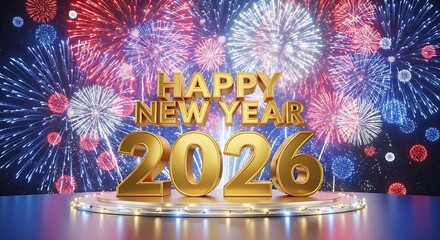 Happy New Year 2026 with Festive Fireworks