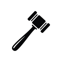 Court Justice or Property Auction Gavel Icon - Vector Art on White Background 