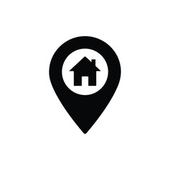 Home Location Map Pin Marker Icon - Vector Art on White Background