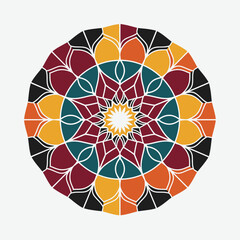 Colorful geometric mandala abstract vector art
