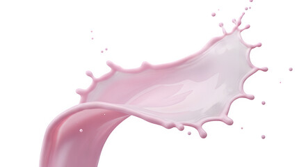 Pink Strawberry Milk Splash - 3D Liquid Flow, Smooth Dairy Shake, Sweet Beverage Wave Isolated