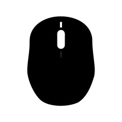 Minimalistic Black Silhouette of a Computer Mouse on a White Background
