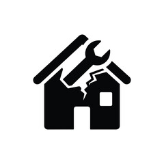 House Damage Repair and Maintenance Service Icon - Vector Art on White Background