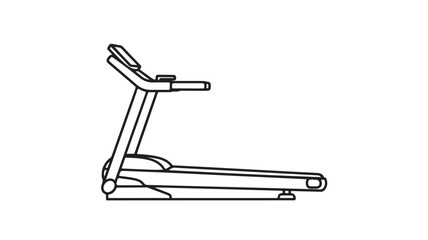 Treadmill outline vector illustration simple line art drawing of fitness equipment isolated on white background