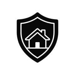 Home Security and Property Protection Shield Icon - Vector Art on White Background