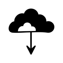 Cloud Download Icon, Data Transferring from Cloud to Local Storage, Simple Design