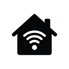 Smart Home Wi-Fi Network Connectivity Icon - Vector Art on White Background