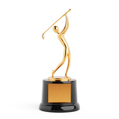 Sports Achievement And Precision Concept. Golden Golfer Trophy On Black Base. 3d Rendering