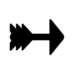 A Black and White Arrow Symbol Pointing Right with Sharp Feathers