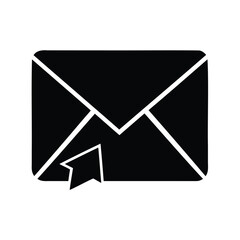 Black silhouette of an envelope with an arrow indicating incoming mail