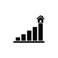 Real Estate Market Growth Bar Graph Icon - Vector Art on White Background