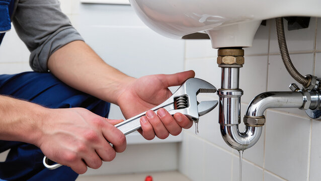 plumber fixing sink